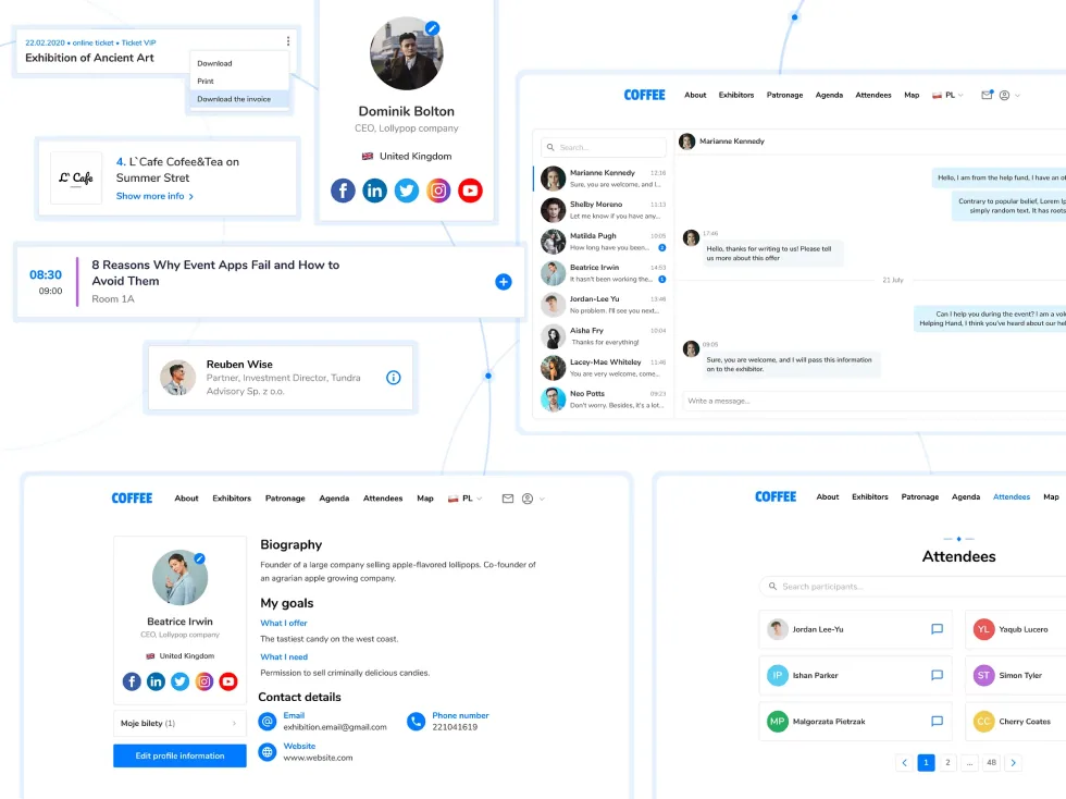 Online events and conferences platform