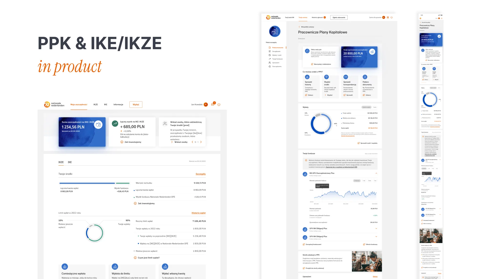 PPK and IKE/IKZE in product — savings dashboards across desktop and mobile